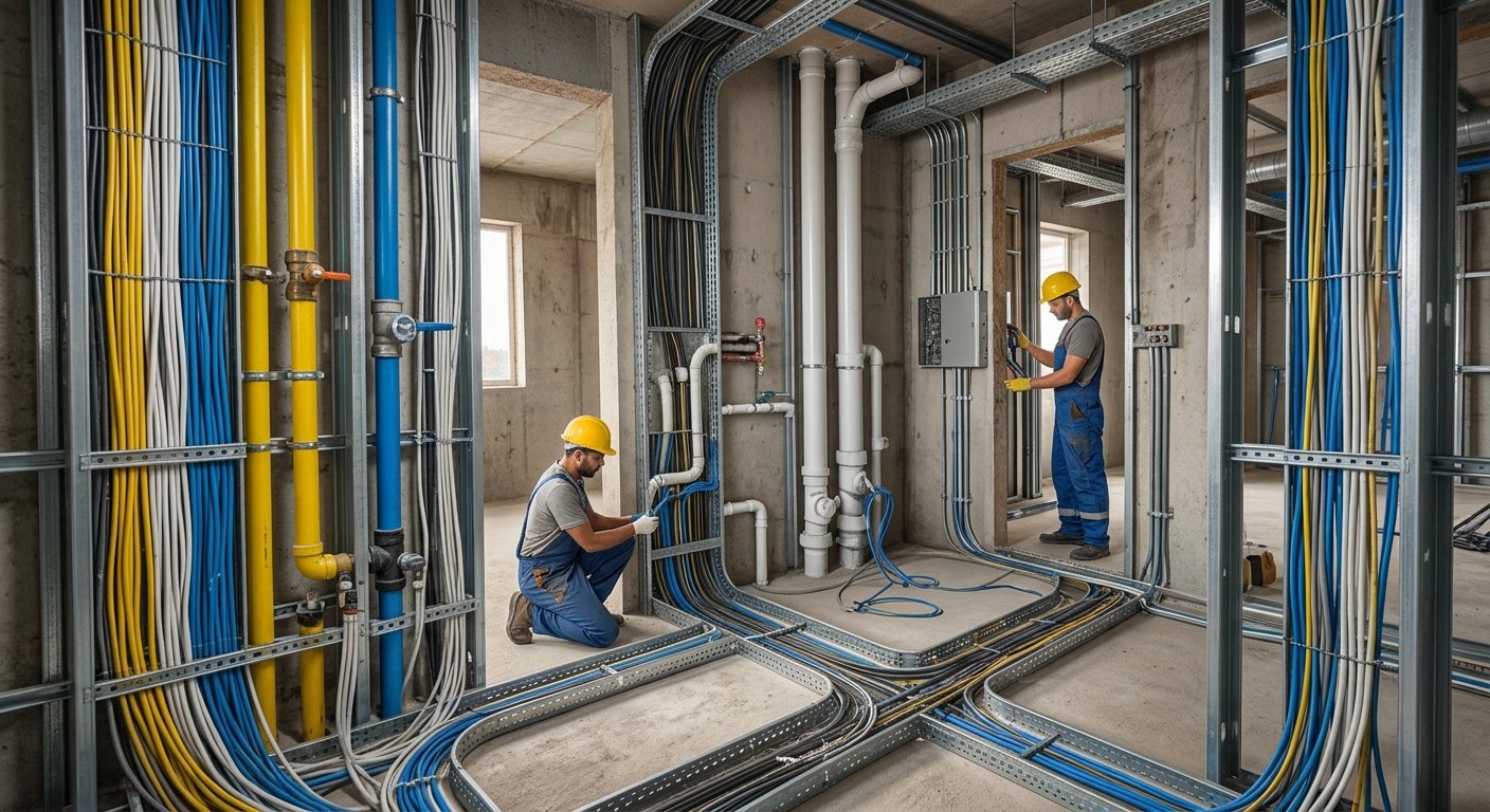 تأسيس السباكة والكهرباء